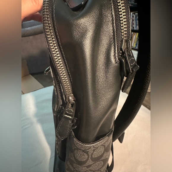 Coach Black and Gray Signature Backpack with Monogram Design
